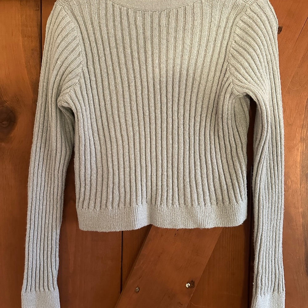 Abercrombie & Fitch Mint Green Cropped Ribbed Cardigan SZ M - Picture 5 of 7